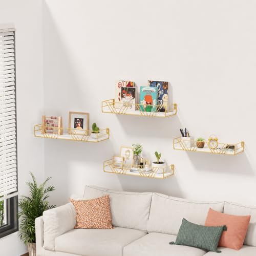 Amaoot Floating Shelves for Wall Set of 4, Wall Shelf Wood Floating Shelf