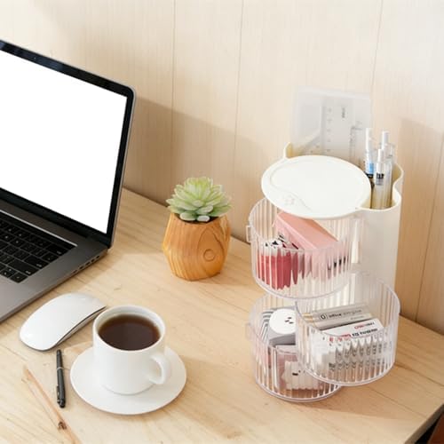 Hair Accessories Organizer with Hair Brush Holder(Stripe White, 3-Layer)