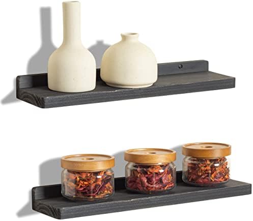Freezing point Floating Shelves for Wall Set of 2 Natural Wood 16Inch Wall Shelf Decor Plant Display Collectibles Mounte