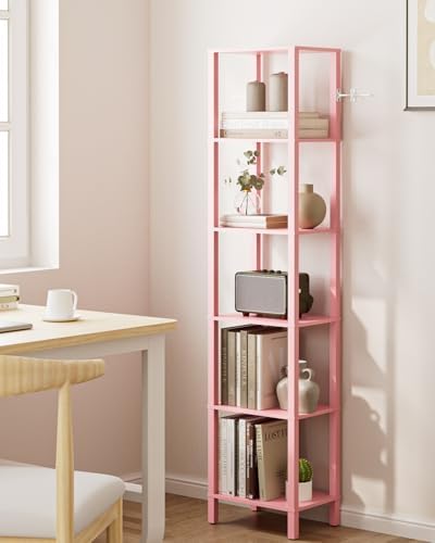 Open Book Shelf, 6 Tier Tall Bookshelf, Freestanding Shelf Narrow Bookcase with Open Shelves, 14.57" x 10.63" x 65.83", 
