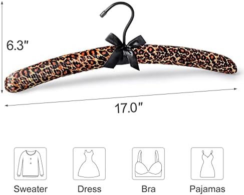 TOPIA HANGER Satin Padded Hangers for Women Clothing 17inch 10 Pack Leopard