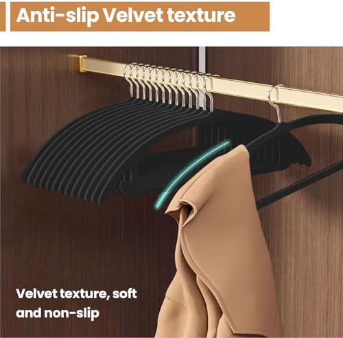 Jiang&Rong 60 Pack Black Velvet Hangers