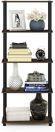 Furinno TURN-S-TUBE Book Shelf, 5-Tier Toolless Storage Shelves with Square Tubes, Shelving Unit for Organization and St