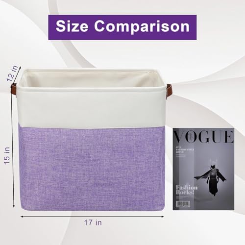 Bagnizer Large Fabric Storage Baskets | 50L Storage Bins, Decorative Linen Closet Baskets with Handles for Organizing, S