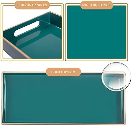 MAONAME Green Bathroom Vanity Tray, Rectange Toilet Tank Trays with Handles