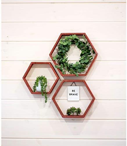 BARNWOODUSA Hexagon Floating Shelves Set of 3 Rustic Farmhouse Reclaimed Wo