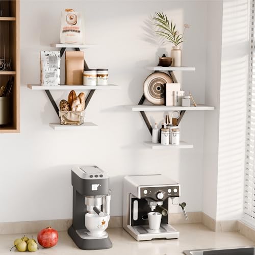 Floating Wall Shelves, Set of 2, White