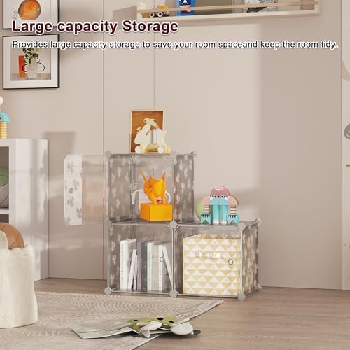 C&AHOME Clover Embossed Storage Organizer with Doors 3-Cube Shelf White