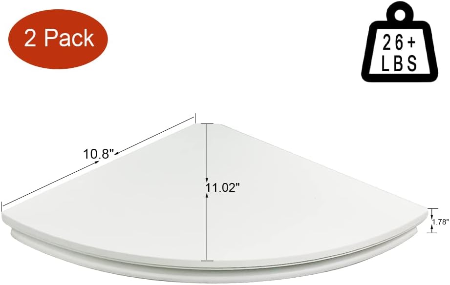 Floating Corner Wall Shelves Radial Wood Mounted Display Shelf for Bedroom Living Room Bathroom Kitchen 12 Inch Set of 2