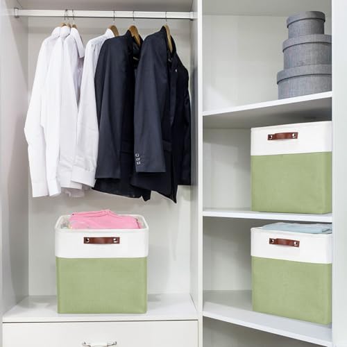 Bagnizer 13x13 Cube Storage Bins, Collapsible Fabric Storage Box, 4 Pack Closet Baskets with Handles for Organizing, She