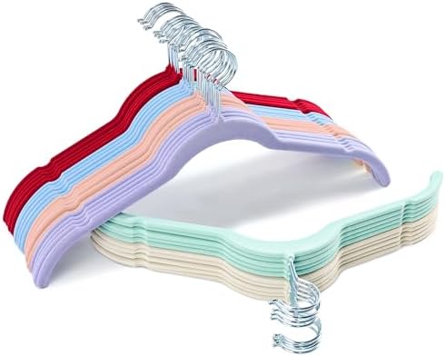 Sishynio Velvet Hangers 30 Pack, Non-Slip Slim Felt Hangers Colorful