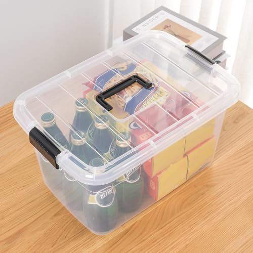 Cetomo 18Lx12 Pack Storage Boxes, Storage Box with Lids and Handle for Home Dorm Office Organization, Stackable Nesting 