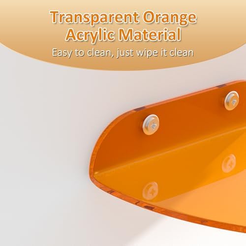Sezanrpt 9.5x9.5 Inch Acrylic Corner Floating Shelf Set of 2, Orange Corner Wall Shelf for Home Décor, Speakers, Securit