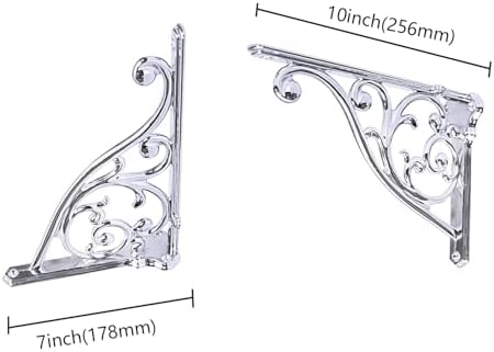 Heavy Duty Solid Stand,10 Inch 4 Pack Polished Chrome,Right Angle Wall Panel Support Bracket,Decorative Shelf Bracket,He
