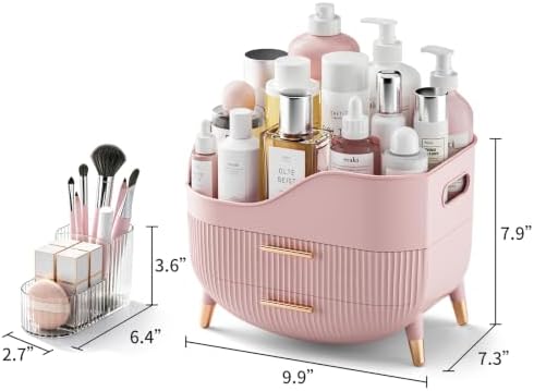 Pajiriona Makeup Organizer and Skincare Organizer with 2 Drawers and Handle