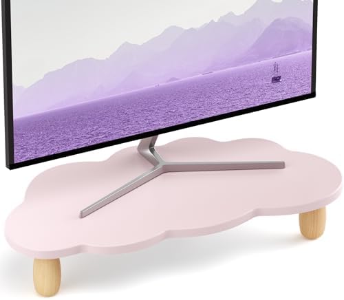 AFOOYO Monitor Stand Riser,Cloud Shape Wood Computer Monitor Stand, 16.5IN Monitor Stand Riser, Multi-Purpose Desktop Or