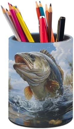 Bass Fish Pen Holder Pencil Cup for Desk Organizer