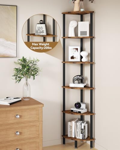 IBUYKE 6 Tier Corner Shelf Stand,Industrial Corner Display Rack WBC011H
