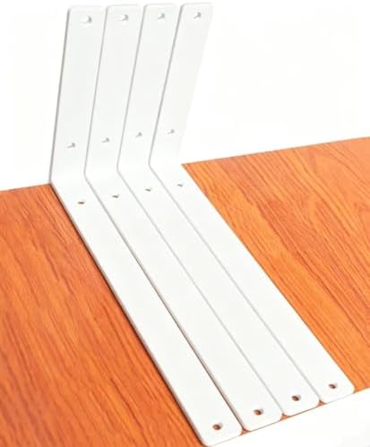 4 Pack - L 14" x H 8" x W1.5, 5mm Thick White L Shelf Bracket, Iron Shelf Brackets, Metal Shelf Brackets, Floating Shelf