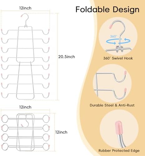 TomCare 4 Pack Space Saving Hangers, Tank Top and Leggings Organizers