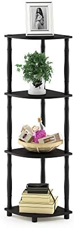 Furinno TURN-N-TUBE Toolless 4-Tier Corner Shelf, Bookshelf, Display Storage Shelves with Open Shelves, for Organization