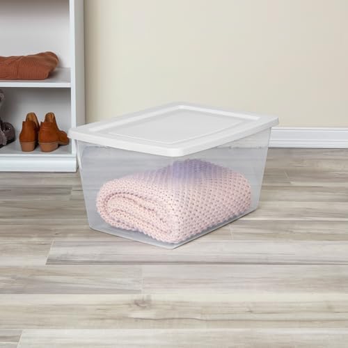 Sterilite Clear Storage Box Stackable Tote, 58 Quart, 6-Pack
