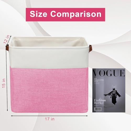 Bagnizer Large Fabric Storage Baskets | 50L Storage Bins, Decorative Linen Closet Baskets with Handles for Organizing, S