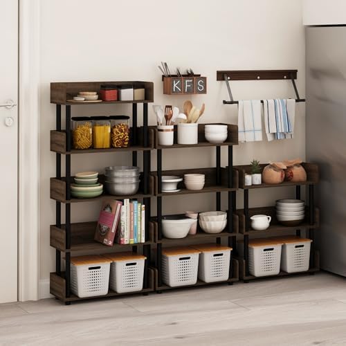 Furinno TURN-N-TUBE Display Shelf, 3-Tier Storage Shelves with Side Panels, Open Shelves Book Shelf with Rounded Corner 