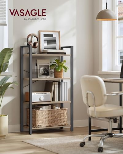 VASAGLE 4-Tier Bookshelf, Bookcase with Shelves, Storage Shelf, Living Room