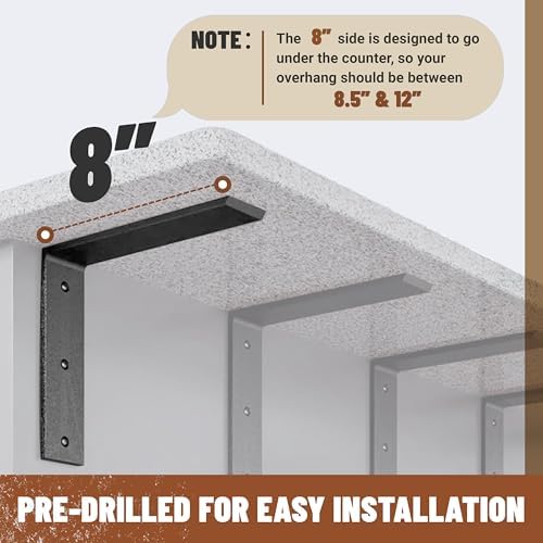 ECOTRIC 2Pcs Countertop Support Brackets 8"x6"x2.5" L Shape Shelf Bracket