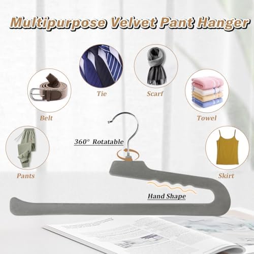 Velvet Pant Hangers Open End,8 Pack Non Slip Black Felt Trouser Hangers