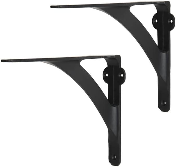 A29 Shelf Brackets, Iron, Black Powder Coat Finish, Set of 2