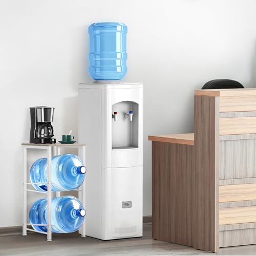 5 Gallon Water Bottle Holder Rack 2 Tier Water Jug Holder Stand with Storage Shelf, 2 Slots 5 Gal Water Cooler Jug Rack 