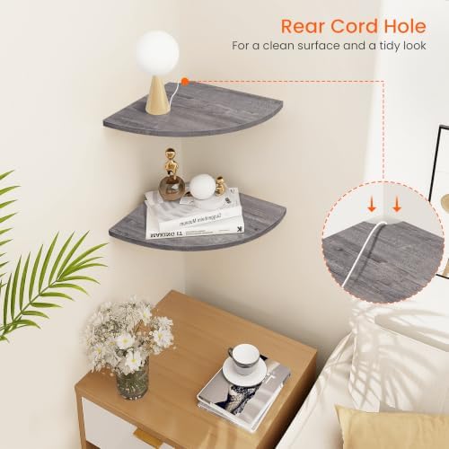 Homode Corner Shelf Wall Mount, Round Corner Floating Shelves Set of 2