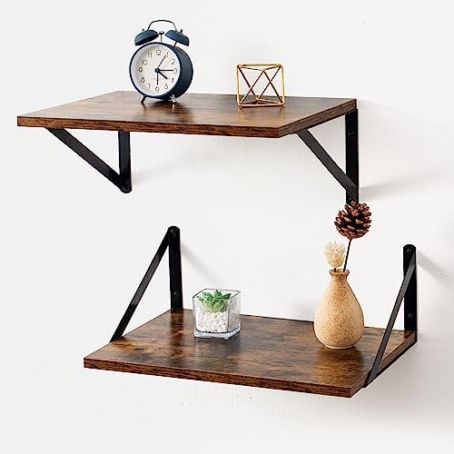 Axeman Deep Floating Shelves for Wall, 16W x 12D Rustic Wood Wall Shelves Set of 2, 12 Inch Deep Large Floating Shelves 