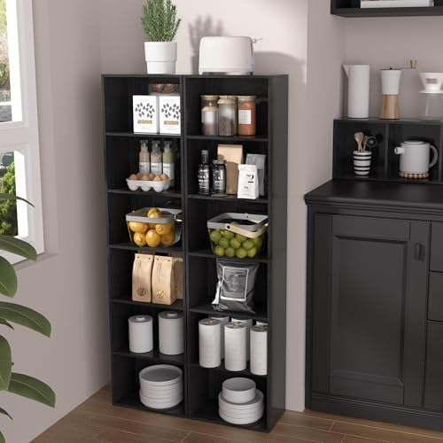 Wooden 6 Cube Storage Organizer, Vintage Brown 6 Cube Storage Shelf, 6 Tier Closet Organizers Storage Cubes Display Cubb
