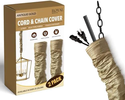 Royal Designs, Inc. Cord & Chain Cover 4 ft Silk Type Fabric, Chandelier Pendant Lighting Chain & Cable Management, Touc