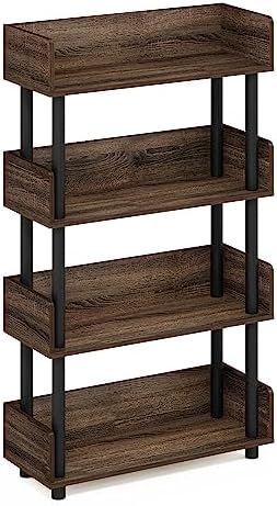 Furinno TURN-N-TUBE 4-Tier Display Shelf, Storage Shelves, Book Shelf, Open Shelves with Rounded Corner Top Edges, for O