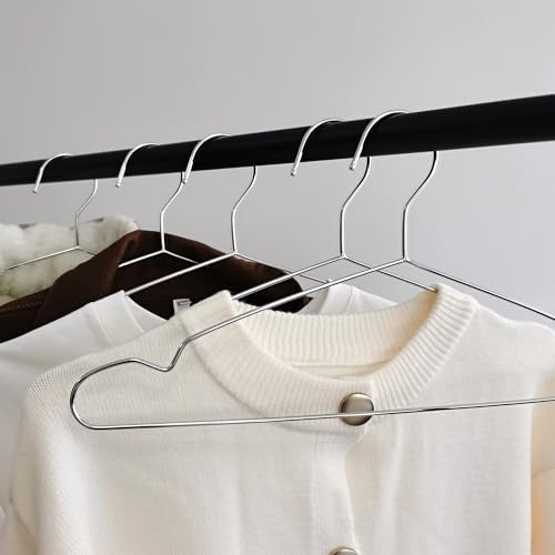 Wire Hangers 60 Pack, Heavy Duty, Space Saving, Stainless Steel, Silver, 16.5inches Closet Hangers for Hanging Coats, Suits, Jackets, Shirts,T-Shirt