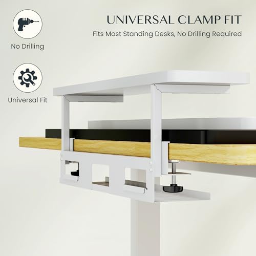 FLEXISPOT Cable Management Under Desk Cable Tray Metal Raceway Wires Cable Tidy Organizer for Home Office Desk (White, 3