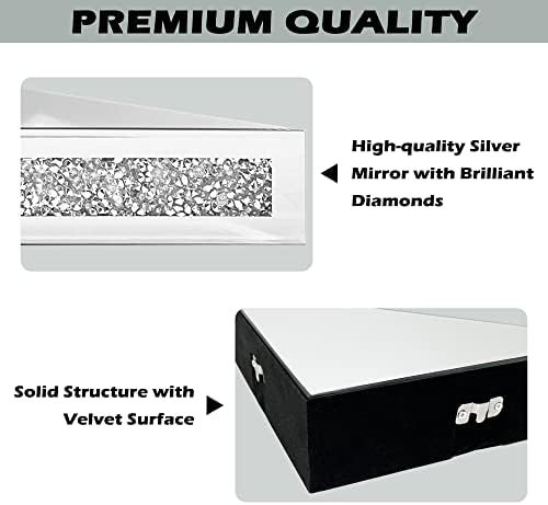 Royxen Corner Floating Shelves 2 Sets, Corner Shelf Wall Mounted Crushed Diamond, Corner Shelves Crystal Mirrored, Float