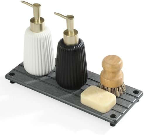 Razborci Instant Dry Sink Caddy Kitchen Sink Organizer, Quick Drying Stone Tray Diatomite Sponge Holder Soap Dish, Bathr