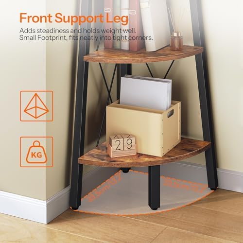 HOOBRO Corner Shelf, 4-Tier Corner Shelf Stand, 53.5" Tall Ladder Bookshelf, Industrial Corner Display Shelf Plant Stand