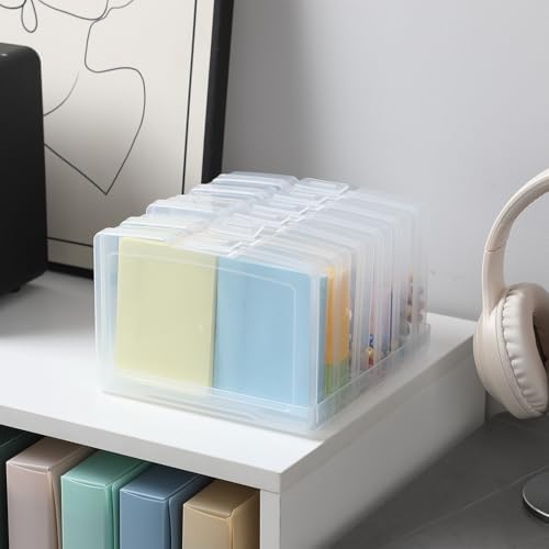 novelinks 6 Pcs 4"x6" Plastic Photo Storage Boxes with Tray (Clear 1Pack)