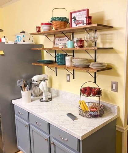 LuckIn 10 Pack Heavy Duty Shelf Bracket 12 Inch, Wall Shelf Brackets for Floating Shelves, L Brackets with 90 Degree Tri