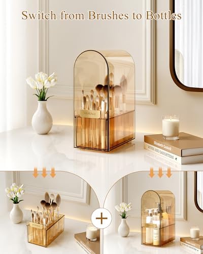 Makeup Organizer with Drawers & Dustproof Lid, Large, Clear