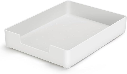 Letter-Size Tray Desk Letter Tray Paper Tray, Sturdy Heavy-Duty Plastic Printer Paper Tray, Single-Tier Stackable File Storage Organizer for Office Home (White)