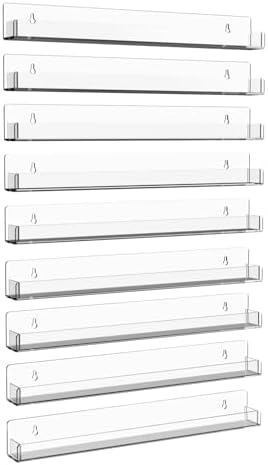 9 Pack Clear Acrylic Nail Polish Rack 15" L x 1.6" W x 2" H