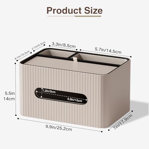 KINGFOM Leather Tissue Box Cover with Storage Tray, Decorative Tissue Box Holder Organizer for Office Desk, Bedroom & Ni