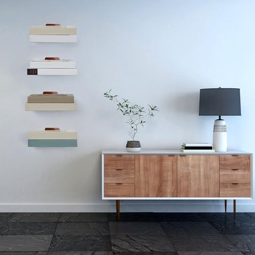 Jetec 6 Pack Invisible Bookshelf Wall Mounted Metal Heavy Duty, Brown